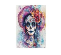 Dia De Los Muertos Mexican Mystery Woman Of Color Drapeaux d'extérieur pour jardin Happy New Year Bannière pour décoration de porche 71 x 101 cm Double face