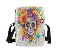 Dia De Los Muertos Sac à bandoulière mexicain pour femme et homme Bandoulière réglable pour le travail et les voyages