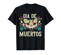 Dia De Los Muertos Tête de Mort en Sucre Chat Mexicain Vacances T-Shirt Graphique avec Valeur