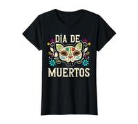 Dia De Los Muertos Tête de Mort en Sucre Chat Mexicain Vacances T-Shirt Graphique avec Valeur