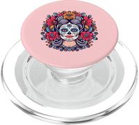 Dia De Los Muertos Tête de Mort Motif Floral La Catrina Day of Dead PopSockets PopGrip pour MagSafe