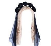 Dia De Muertos Bandeau Cosplay Costume Jour de la Mort Voile Tête Gothique Fleur Bandeau Fantaisie Femme Coiffe Gothique Accessoire de Maquillage Halloween