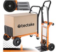 TECTAKE Diable 2 en 1 80 kg 2 en 1 avec Anneau en acier avec bande élastique pour fixer les sacs Orange