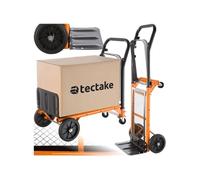TECTAKE Diable 2 en 1 80 kg 2 en 1 avec Anneau en acier avec bande élastique pour fixer les sacs Orange