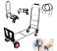 Diable 3 en 1 en aluminium convertible robuste avec roues en caoutchouc de 15,2 cm et poignées télescopiques, plate-forme multi-positions