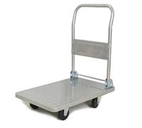 Diable à plate-forme en acier robuste à 4 roues avec poignée pliable - Grande capacité de charge pour les déménagements quotidiens et le transport - Chariot utilitaire compact