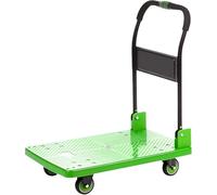 Diable à plateforme robuste avec 4 roues, poignée en métal et plateau en plastique haute capacité pour le déménagement des bagages - Chariot pliable à plat (73 x 49 cm) (couleur unique 90 x 60 cm)