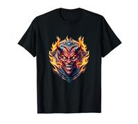 Diable avec cornes et yeux rouges et flammes Satan T-Shirt
