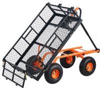 Diable de jardin VEVOR, chariot de jardin en métal avec cadre facile à monter, chariot basculant avec poignée 2 en 1 transformable, brouette à usage général avec capacité de charge de 400 kg, pneus de
