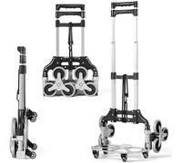 Diable de Manutention Pliable en Aluminium COSTWAY-Hauteur Réglable-80KG-10 Roues Flexibles-Poignée Télescopique-Corde Elastique