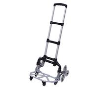 Diable de transport pliable en aluminium - Monte-escalier pliable - Poignée réglable en hauteur sur trois niveaux - Longue poignée télescopique de 106 cm - Avec roues silencieuses - Sac étanche