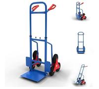 Diable d'escalier - MAXCRAFT - Pliable - Charge max 150 kg - 6 roues en caoutchouc - Ergonomique - Bleu