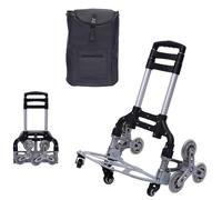 Diable d'escalier pliable en aluminium avec 10 roues et poignée télescopique (26-42 pouces) - Diable de transport réglable en hauteur - Charge maximale de 75 kg + sac étanche pour déménagement