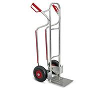Diable en aluminium anti-crevaison - Peut être utilisé comme diable empilable ou diable de transport - L x P x H : 520 x 550 x 1170 mm - Charge maximale : 200 kg - Poids : 6,5 kg