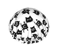 Diable Halloween Icône Bonnet de Douche Imperméable, Bonnet de Bain Élastique Protection de l'Environnement Bonnets de Bain pour Cheveux, Double Couches Imperméables Bonnet de Douche de Bain