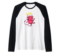 Diable Heureux avec Motif auréole d'ange doré Manche Raglan