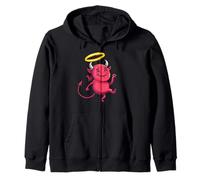Diable Heureux avec Motif auréole d'ange doré Sweat à Capuche
