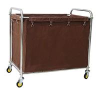 Diable mobile pour rangement de cuisine, chariots de cuisine, chariot de trieur de linge, chariot à linge avec poignée, chariot de service de chambre avec housse, marron, 92 x 56 x 89 cm