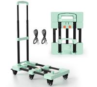Diable Pliable 500 LB - Chariot Portable Robuste à 6 Roues,Bagages Pliable, Compact for Un déplacement et Un Transport faciles(Green)