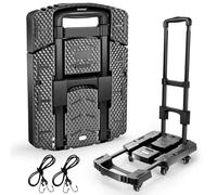 Diable Pliable 500 LB - Chariot Portable Robuste à 6 Roues, Chariot à Bagages Pliable, 2 Cordes élastiques - Idéal for Les Voyages, Les déménagements et Plus Encore(Noir)