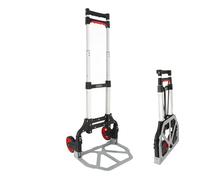 Diable pliable 70kg - Aluminium - Plateau antidérapant 39x23 cm - Hauteur 91cm - Roues increvables système de repli automatique