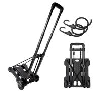 Diable pliable, chariot à dos, chariot à bagages robuste avec 2 cordes élastiques pour bagages, sac à dos, voyage, déménagement, shopping, bureau