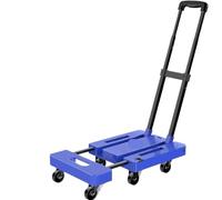 Diable Pliable, Chariot à Plate-Forme Utilitaire for Bagages, Voyage, déménagement, Shopping, Utilisation au Bureau, Robuste de 226,8 kg(Blue)