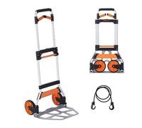 Diable Pliable en Aluminium, Charge Max 79,8 kg, Chariot Portable Convertible avec Poignée Télescopique et Roues en Caoutchouc, Ultra Léger et Très Résistant (140kg)