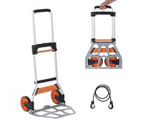 Diable Pliable en Aluminium, Charge Max 79,8 kg, Chariot Portable Convertible avec Poignée Télescopique et Roues en Caoutchouc, Ultra Léger et Très Résistant (125kg)