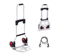 Diable Pliable en Aluminium, Charge Max 79,8 kg, Chariot Portable Convertible avec Poignée Télescopique et Roues en Caoutchouc, Ultra Léger et Très Résistant (80kg)