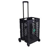 Diable pliable portable - Chariot de marché léger avec boîte de transport - Chariot utilitaire polyvalent noir pour un transport facile et pratique