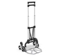 Juskys Diable Monte-escalier Pliable & supportant jusqu'à 80 kg - Mini-Diable en Aluminium pour escaliers - avec Gants & Cordes Extensibles - Petit Monte-escalier