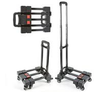 Diable pliable robuste avec 6 roues, capacité de 150 kg, chariot utilitaire polyvalent pour voyage, bagages, shopping et déménagement, portable pour la maison et le bureau