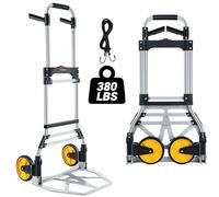 Diable pliable robuste avec roues, capacité de 172,4 kg, chariot portable pliable en aluminium avec poignée télescopique pour une utilisation en déplacement