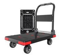 Diable pliable robuste avec roues pivotantes à 360 °, capacité de 449 kg, chariot à lit plat pour usage domestique et entrepôt, chariot à plateforme portable noir