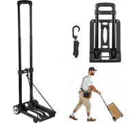 Diable pliable VEVOR, capacité de charge 50 kg, chariot de transport avec 2 roues & 1 câble élastique, chariot à roulettes polyvalent avec plate-forme, pour aéroport, meubles de voyage, bagages, démén
