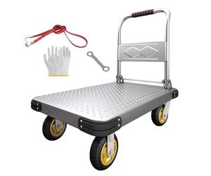 Diable Pliant, 500kg Chariot de Jardin, Chariot à Plate-Forme Portable Chariot Mobile Diable pour Bureau à Domicile Supermarché Entrepôt Déménagement,90x60cm