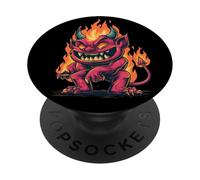 Diable riant avec feu pour brûler Les Mauvais Amoureux PopSockets PopGrip Adhésif