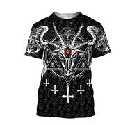 Diable Satanique T-Shirt 3D Imprimé Hommes Harajuku Tatouage Tête De Mouton À Manches Courtes 10 Couleurs Taille USA,Noir,L