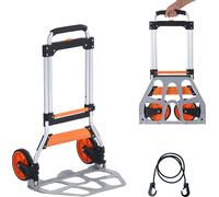 Diable SucceBuy, pliable, capacité de charge 125 kg, chariot portable en aluminium, chariot transformable avec poignée télescopique, roues en PP+TPR