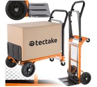TECTAKE Diable 2 en 1 80 kg 2 en 1 avec Anneau en acier avec bande élastique pour fixer les sacs Orange