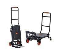 VEVOR Diable Pliant en Aluminium 2-en-1 Diable Chariot de Déménagement de Manutention Charge 136 kg Diable Convertible en Chariot à Plate-forme Roues Caoutchouc pour Transport Entrepôt Marchandises