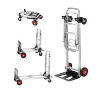 VEVOR Diable pliant 2-en-1 en aluminium, Charge 181 kg, convertible en chariot, roues caoutchouc