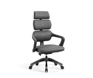 Diablo Chaise de Bureau V-Modular | Dossier, Assise et Dossier Réglables, Têtière Amovible - Fauteuil Ergonomique pour Le Bureau | Cuir écologique, Construction en Aluminium | Siege de Bureau | Gris
