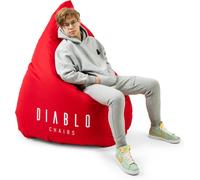 Diablo Pouf Poire Gaming XXL Beanbag Pouf avec Remplissage pour Adultes et Enfants Salon avec des Perles EPS Polyester 110 cm x 100 cm (Rouge)