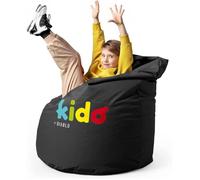 Diablo Pouf Poire Beanbag pour Enfants Pouf avec Kremplina Fauteuil de Jeu avec des Perles Polyester 110 x 80 x 80 cm (Noir)