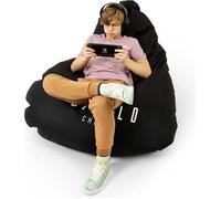 Diablo Pouf Poire Gaming XXL Beanbag Pouf avec Remplissage pour Adultes avec des Perles EPS Polyester 110 cm x 100 cm (Noir)