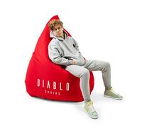 Diablo Pouf Poire Gaming XXL Beanbag Pouf avec Remplissage pour Adultes et Enfants Salon avec des Perles EPS Polyester 110 cm x 100 cm (Rouge)