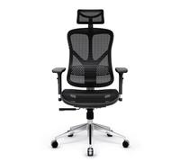 Diablo V-Basic Chaise de Bureau Ergonomique Accoudoirs 3D Dossier Réglable Appuie-tête Fonction Bascule Tissu Résille (Noir)