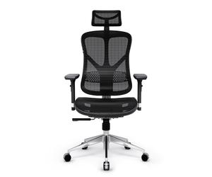 Diablo V-Basic Chaise de Bureau Ergonomique Résille Accoudoirs 3D Réglables | Chaise en tissu résille respirant, dossier et appuie-tête réglables, accoudoirs 3D, fonction bascule, finition noire.